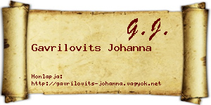 Gavrilovits Johanna névjegykártya